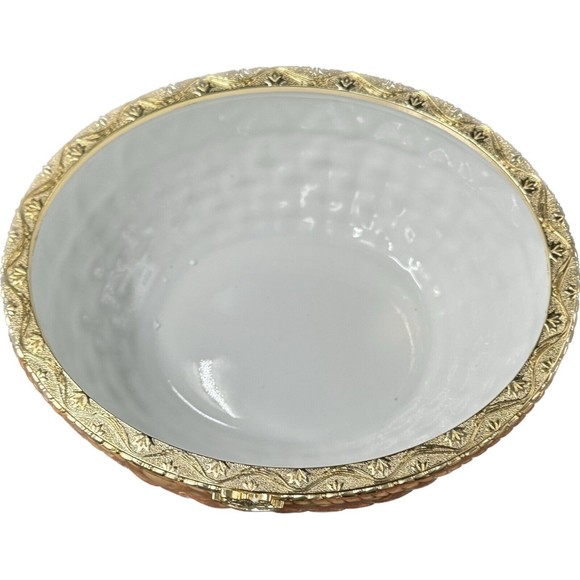 Porcelain Easter Basket Large Trinket Box with Bunnies and Flowers in Box - Picture 4 of 10